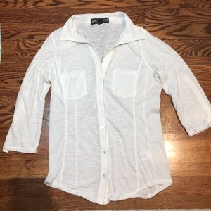 White soft button down shirt (size:M)